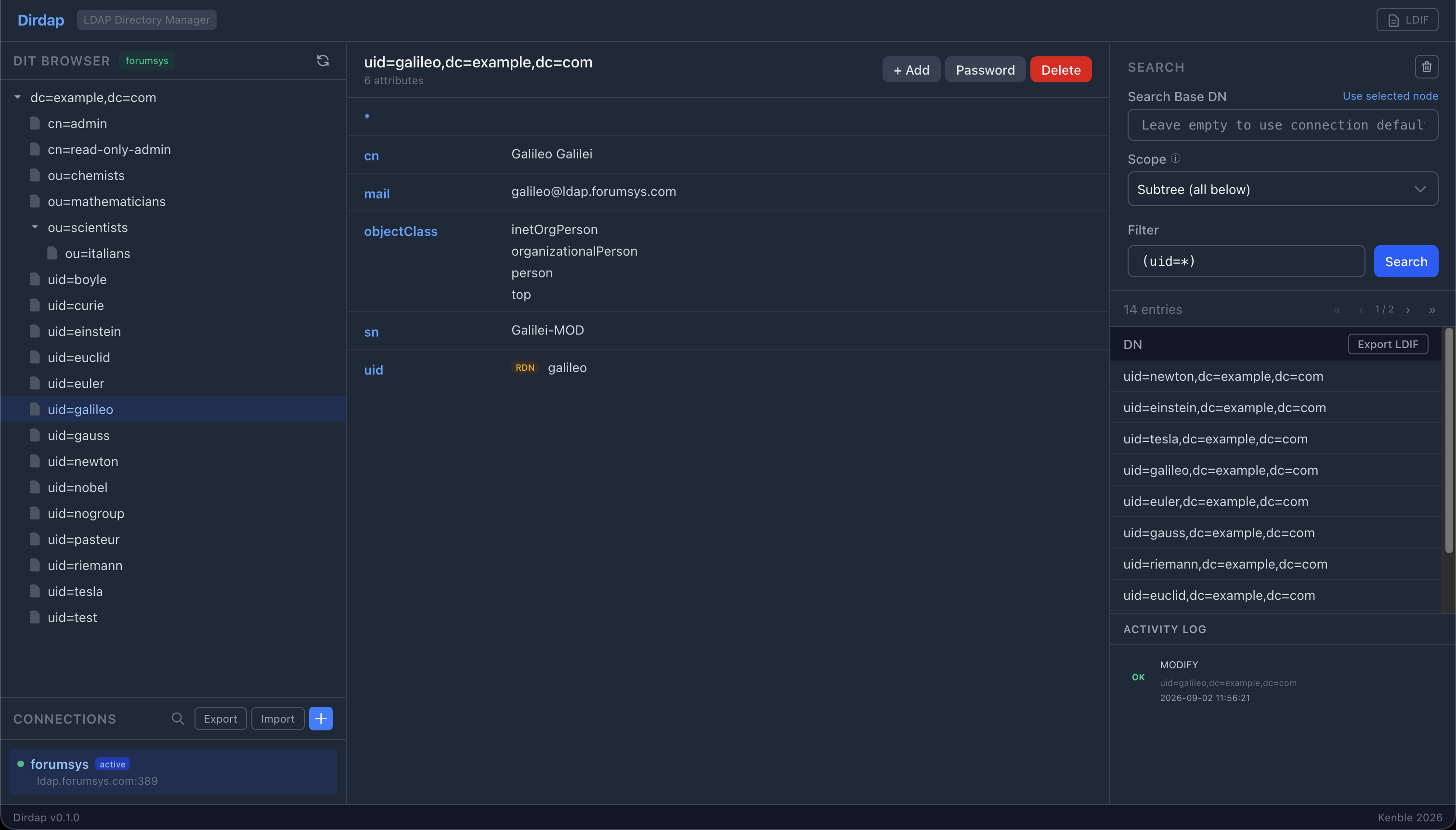 Screenshot of the Dirdap desktop app